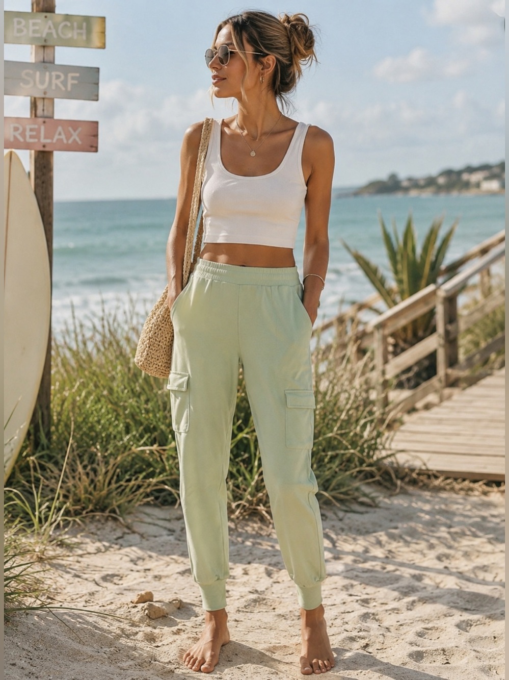 NWOT Daily Ritual Pastel Green Joggers